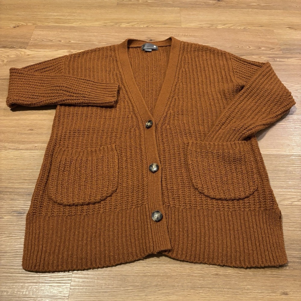 Anthropologie Ursa Cardigan‎ Women's S Sweater Oversized Chunky Knit Rust Orange